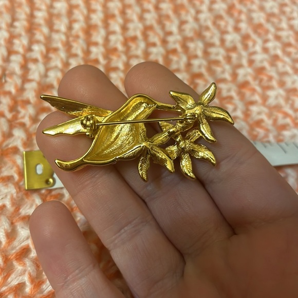 Beautiful‎ Floral Rhinestone Hummingbird Brooch - Picture 4 of 4